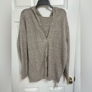 Bloomchic Cozy Zip-Front Hooded Sweater Light Brown Women’s Size 12 NEW